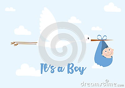 It`s a boy Posters Newborn with a stork Stock Photo